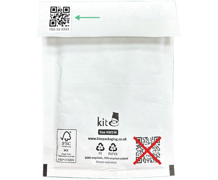 Barcode label location on envelope